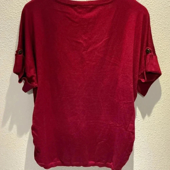 18/20 Lane Bryant Short Sleeve Women’s Sweater Round Neck W/Ruched Sides Top - Picture 6 of 7